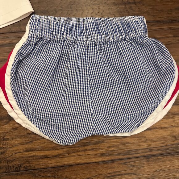 Blue/Red Seersucker Athletic Shorts Set Color Works/Funtasia Too 2T - Picture 4 of 5